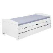 NORDIC LIVING COLLECTION Funktionssäng Ulli 90x190 tillverkad av massivt trä i vitlack med 3 lådor och extra sovyta inklusive ribbotten