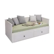 NORDIC LIVING COLLECTION Palino utdragbar säng 90x200 cm vit inkl. ribbotten med 2-i-1 utdragbar liggyta, tillverkad av hållbart massivt trä och med 2 lådor