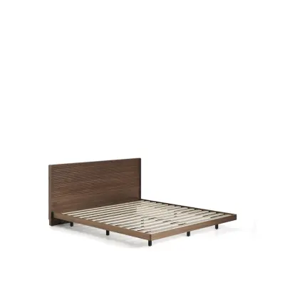KAVE HOME Norlen sängbotten, med LED-lampa - mörk valnötsfaner (för madrass 180 x 200 cm)