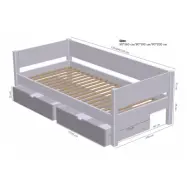 Manis-H Mimer Enkelsäng med ribbor och lådor - 200 cm - 90x200