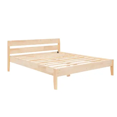 NORDVÄRK Venus 100 sängstomme, med huvudgavel och ribbotten - naturlig gran och furu (100x200)