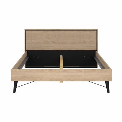 TVILUM Ry sängram, med huvudgavel och spaltbotten - naturfärgad folie/melamin och trä (160x200)