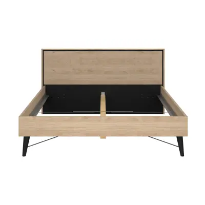 TVILUM Ry sängram, med huvudgavel och spaltbotten - naturfärgad folie/melamin och trä (160x200)