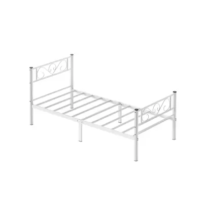 VASAGLE Enkelsängsram Sängram Metallsängram Passar madrass gästsäng Vuxna Barn Enkel montering Små utrymmen Vit RMB061W01
