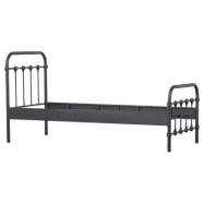 WOOOD Moos s&auml;ngstomme, med lamellbotten - svart metall