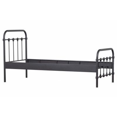 WOOOD Moos sängstomme, med lamellbotten - svart metall