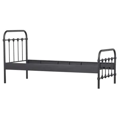 WOOOD Moos sängstomme, med lamellbotten - svart metall