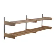 FURBO Meja dubbel skohylla f&ouml;r v&auml;gg, m. 2 hyllor - naturligt tr&auml; och st&aring;l