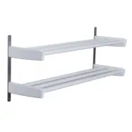 FURBO Meja dubbel skohylla f&ouml;r v&auml;gg, m. 2 hyllor - vitt tr&auml; och st&aring;l