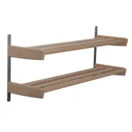 FURBO Meja dubbel skohylla - naturligt tr&auml; och st&aring;l, m. 2 hyllor, f&ouml;r v&auml;gg