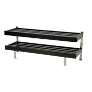 FURBO Nadja dubbel skohylla f&ouml;r golv, w. 2 hyllor - tr&auml; och st&aring;l