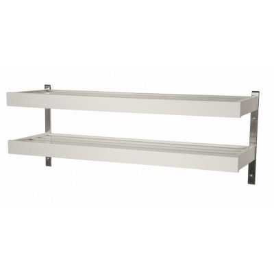 FURBO Nadja dubbel skohylla för vägg, w. 2 hyllplan - vitt trä och stål