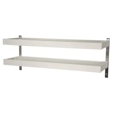 FURBO Nadja dubbel skohylla för vägg, w. 2 hyllplan - vitt trä och stål