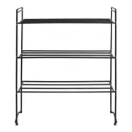 HOUSE NORDIC Swansea skohylla, med 3 hyllplan - svart stål (49,5x25x60)