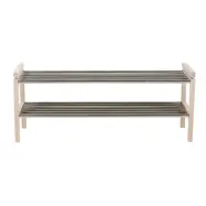 ROWICO rektangulär Confetti skohylla - metall och vitkalkad ek (100x40)