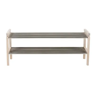 ROWICO rektangulär Confetti skohylla - metall och vitkalkad ek (100x40)