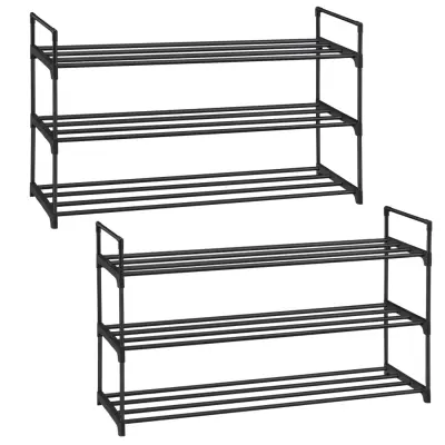 Skohylla med 3 våningar, set med 2 skohyllor, för 1215 par skor per enhet, stapelbar, 30 x 92 x 54 cm