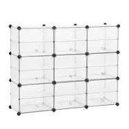 SONGMICS kubförvaring med dörrar, skohylla, organiseringsenhet i plast med avdelare, gummiklubba ingår, för garderob, vardagsrum, sovrum, vit LPC502W