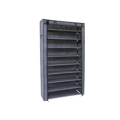 SONGMICS skohylla med 10 våningar och dammtätöverdrag, förvaringsskåp, organisatör med plats för upp till 40 par skor, för vardagsrum, hall, 88 x 28 x 160 cm, grå RXJ36G