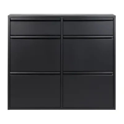 SPINDER DESIGN Billy 6 Skoskåp, med 6 Luckor, Rektangulärt - Svart Stål (98 x 86 cm)