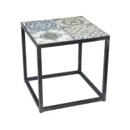 SPINDER DESIGN fyrkantigt Ibiza Blacksmith hörnbord - flerfärgad keramik och stål (40x40)