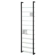SPINDER DESIGN Rektangulär Cubic Bokhylla, med 11 Hyllplan - Glas och Svart Stål