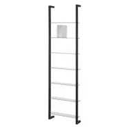 SPINDER DESIGN Rektangulär Cubic Bokhylla, med 7 Hyllplan - Glas och Svart Stål