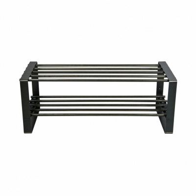 SPINDER DESIGN rektangulär Rex Blacksmith skohylla, med 2 hyllor - stål