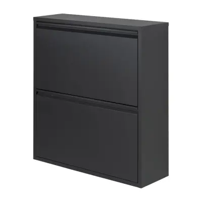 SPINDER DESIGN Rektangulärt Billy 2 Skoskåp, med 2 Luckor - Svart Stål