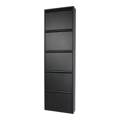 SPINDER DESIGN Rektangulärt Billy 5 Skoskåp, med 5 Luckor - Svart Stål
