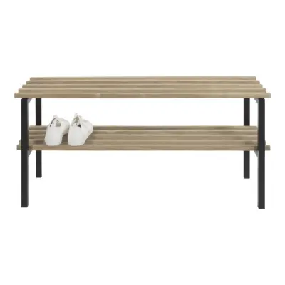 SPINDER DESIGN Rizzoli Hallbänk, med 2 Hyllplan - Ek och Svart Stål (100 x 45 cm)