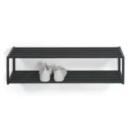 SPINDER DESIGN School skohylla, med 2 hyllor - svart stål