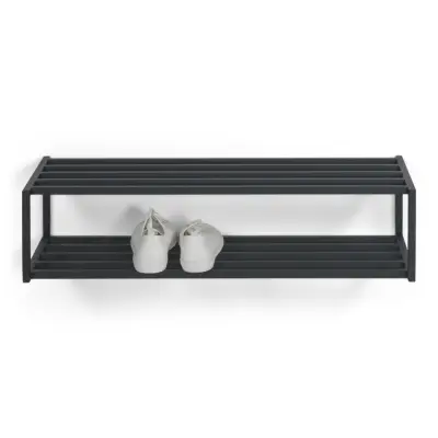 SPINDER DESIGN School skohylla, med 2 hyllor - svart stål