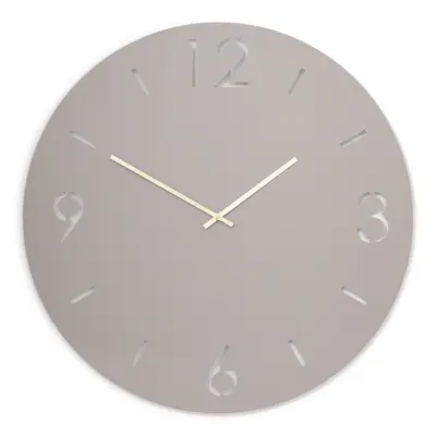 SPINDER DESIGN Time väggklocka, rund - taupe stål (Ø80)