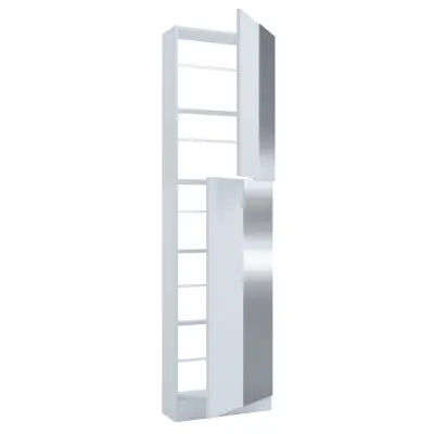 VCM NORDIC Fulisa XL skoskåp, m. spegel på 2 dörrar, 4 hyllor - vitt trä