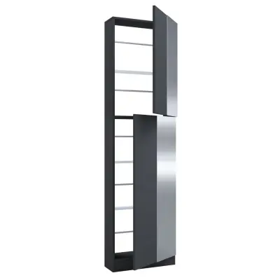 VCM NORDIC Fulisa XL skoskåp, m. spegel på 2 dörrar, 4 hyllplan - antracitgrått trä