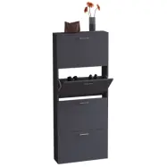 VCM NORDIC Sulos L skoskåp, m. 4 dörrar - antracitgrått trä