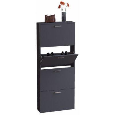 VCM NORDIC Sulos L skoskåp, m. 4 dörrar - antracitgrått trä