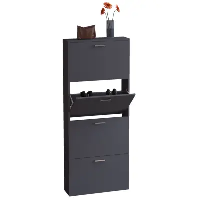 VCM NORDIC Sulos L skoskåp, m. 4 dörrar - antracitgrått trä