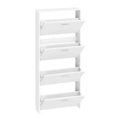 VCM NORDIC Sulos L skoskåp, m. 4 dörrar - vitt trä