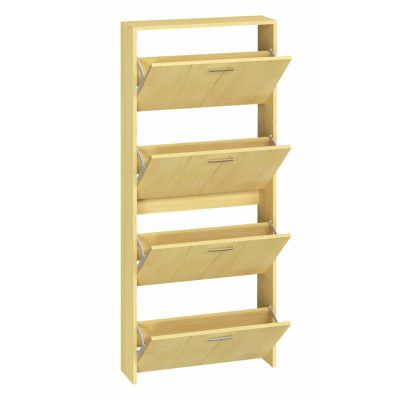 VCM NORDIC Sulos L skoskåp, med 4 dörrar - naturligt trä