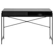 ACT NORDIC Angus skrivbord, med skjutdörr - svart melamin och svart metall (110x50)
