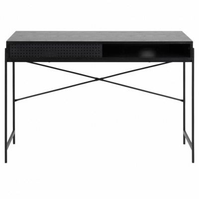 ACT NORDIC Angus skrivbord, med skjutdörr - svart melamin och svart metall (110x50)