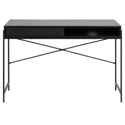 ACT NORDIC Angus skrivbord, med skjutdörr - svart melamin och svart metall (110x50)