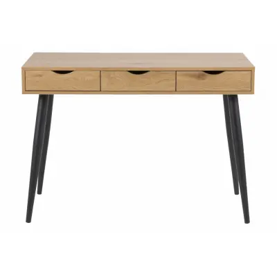ACT NORDIC Neptune skrivbord i faner - naturpapper vild ek / svart, med 3 lådor (110x50)