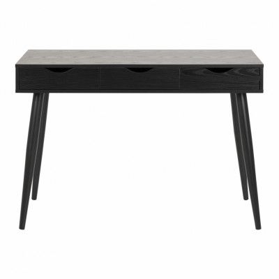 ACT NORDIC Neptune skrivbord - svart ask melamin / metall, med 3 lådor (110x50)