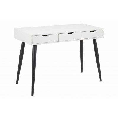 ACT NORDIC Neptune skrivbord - vit / svart melamin / metall, med 3 lådor (110x50)