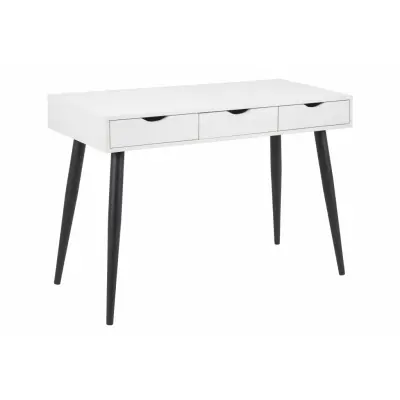ACT NORDIC Neptune skrivbord - vit / svart melamin / metall, med 3 lådor (110x50)