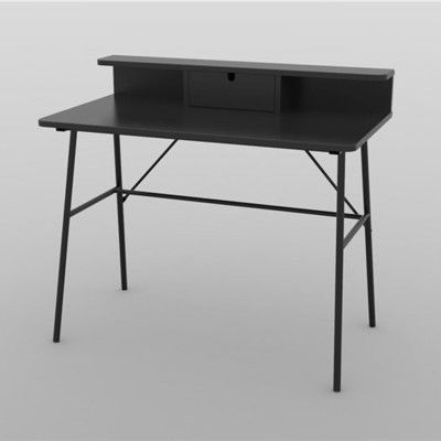 ACT NORDIC Pascal skrivbord, med 1 låda - svart MDF och metall