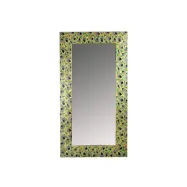 DUTCHBONE Meena väggspegel, rektangulär - spegelglas och grönt/flerfärgat mangoträ (110x60)